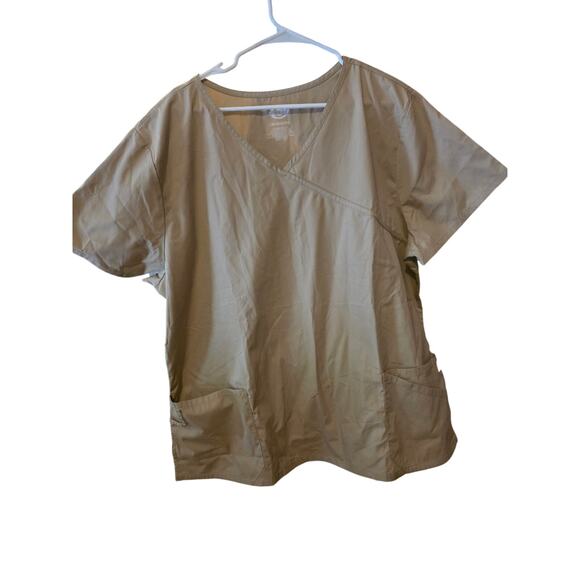 Dickies Scrub Top 3xl Womens Plus Size Medical Office Hospital V Neck Tan - Picture 1 of 4